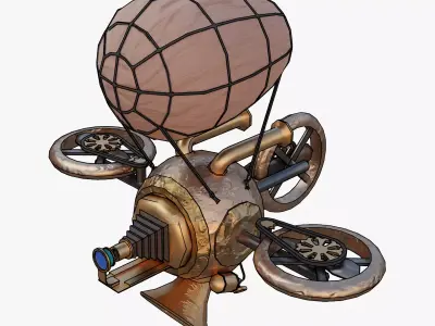 Dron Steam pank Low-poly 3D model