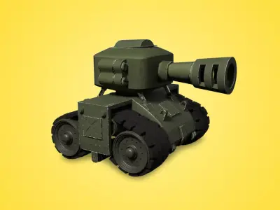 War Tank Cartoon  Low-poly 3D model