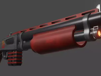 Stylized Pump Shotgun Low-poly 3D model