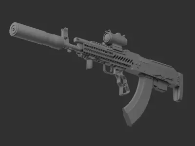 Game-Ready Tactical Assault Rifle I 14K Quads I 2K PBR Low-poly 3D model