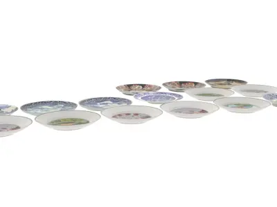 Belgium Porcelain Plates Set 3D model