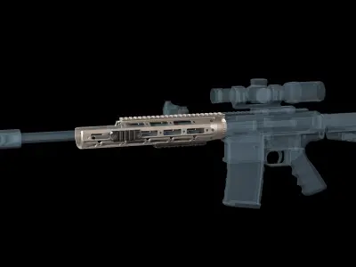 Handguard ar 10 R11 RSASS Low-poly 3D model