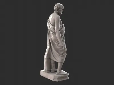 Greek Man Statue - Marble Low-poly 3D model