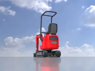 Mini-Digger Red Low-poly 3D model