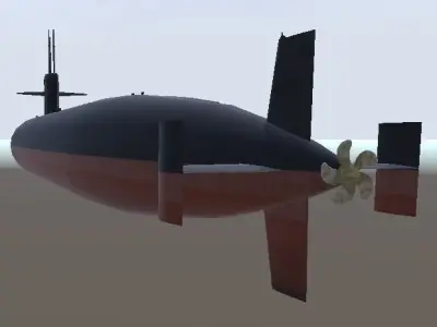 USS Dallas submarine 3d model low-poly Low-poly 3D model