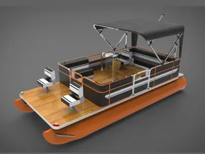 lake pontoon boat  3D model