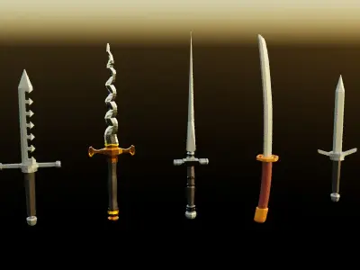 7 Low-poly Medieval Fantasy Daggers For Games Low-poly 3D model Low-poly 3D model