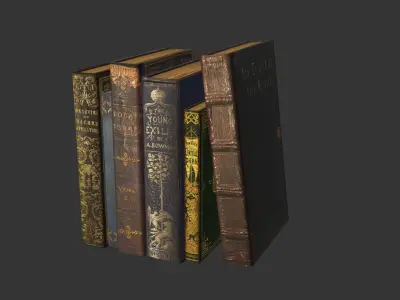 Old Books set Low-poly 3D model purchase