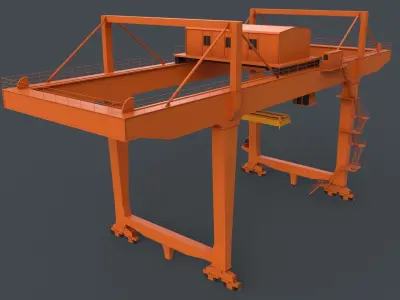 PBR Rail Mounted Gantry Crane RMG V2 - Orange Low-poly 3D model