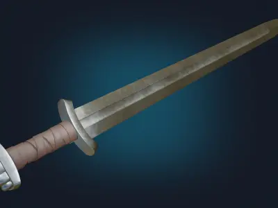 Medieval Realistic Viking Sword Middle-poly Game ready 3D model