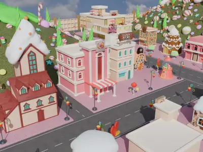 Candy Land Village 3D model purchase