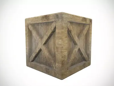 Wooden Crate Low-poly 3D model 4