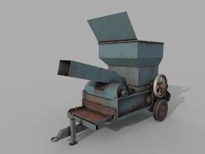 Old Rusted Hay Maker Machine PBR Low-poly 3D model