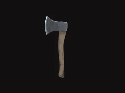 Medieval Axe Low-poly 3D model 16