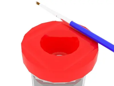 Writing Brush Cups With Water And Brush 3D model