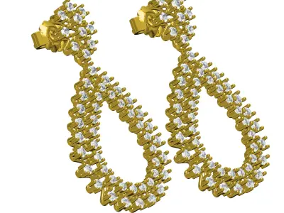 Antique Large Drop Stud Earring 3D print model