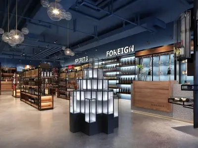 High-end liquor  wine retail store interior  3D model