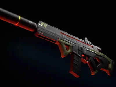 Sci-fi Assault Rifle Low-poly 3D model