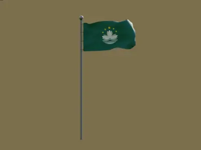 Animated Macau Flag 3D model