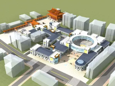 Architecture chinese shopping mall 3D model