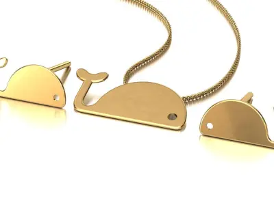 whale pendant-earrings set Free 3D print model