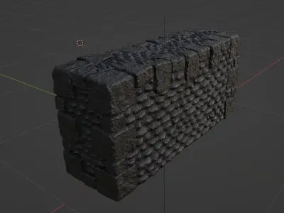 Mediaeval Stone Wall Castle Game Asset Low-poly 3D model
