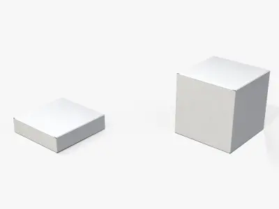 Tuck Top Boxes – White Cube and Flat Set 3D model