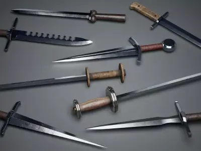 Medieval Knives Low-poly 3D model purchase