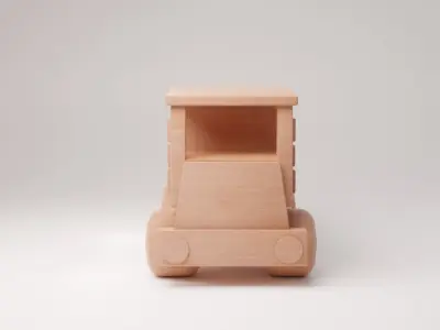 Wooden truck 3D model Low-poly 3D model