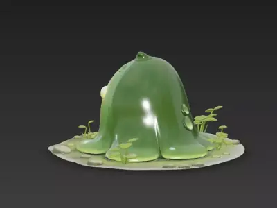 Cute Stylized Forest Slime Creature  Green Jelly Monster Spirit 3D model