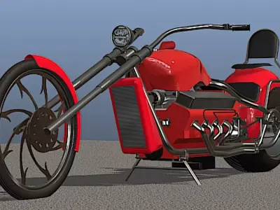 Custom V8 Chopper - High Poly 3D Model 3D model