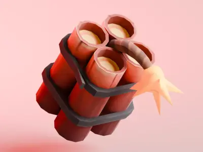 Low poly - Stylized Game Items  - Dynamite Low-poly 3D model