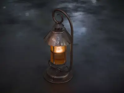 Antique Iron Lantern - Vintage Lamp  Low-poly 3D model