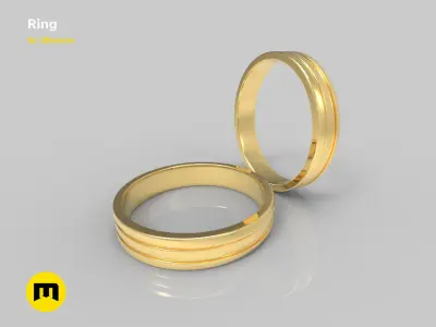 Three part ring 3D print model