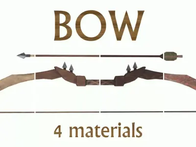 Bow Game Ready PBR Wooden Ranged Weapon Realistic 3D Model Low-poly 3D model