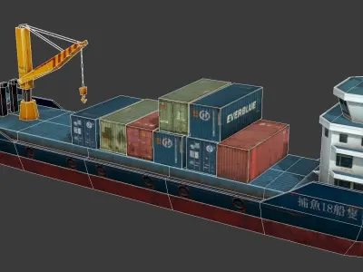 Cargo Ship - low poly Low-poly 3D model