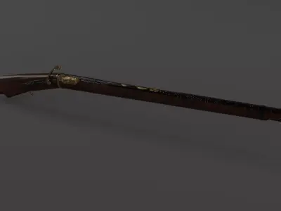 Japanese matchlock rifle Low-poly 3D model