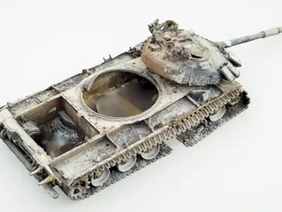 Russian T-72B3 tank destroyed by Ukrainian army  3D model purchase