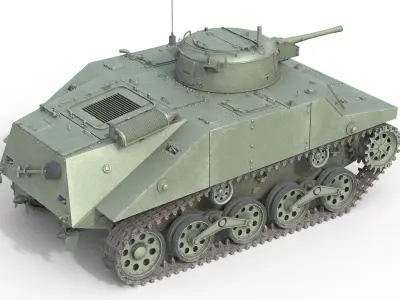 Type 2 Ka Mi Tank Low-poly 3D model