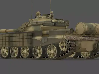  T-62MV Main Battle Tank 3D Model Soviet Cold War Modernized Low-poly 3D model