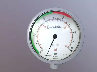 Pressure Gauge Meter Low-poly 3D model