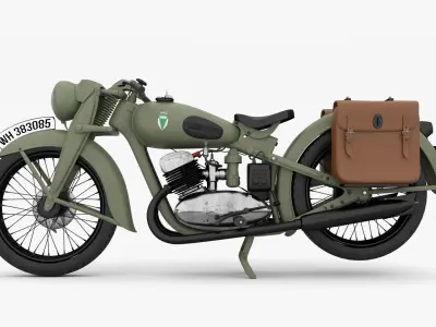 Motorcycle wwii vintage 3D model