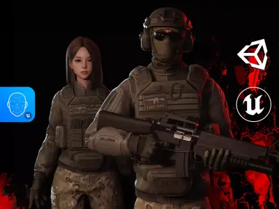 Rapid Fire Military Character - Assault Low-poly 3D model