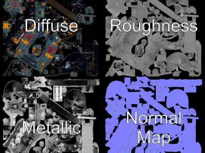 Colorful Futuristic Tank Model Pack Low-poly 3D model