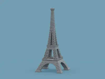 Voxel Eiffel Tower  Low-poly 3D model