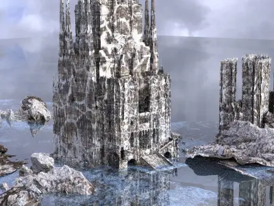 Temple Ruins In snow 3D model
