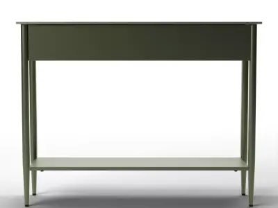 Industrial Minimalist Console Table in Dark Olive - Metalwork Low-poly 3D model