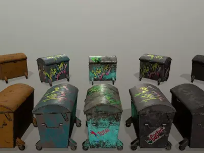 trash can Low-poly 3D model get