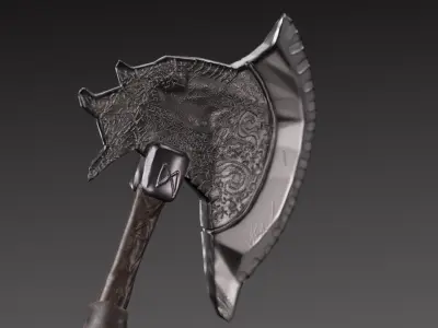 Rune axe Low-poly 3D model