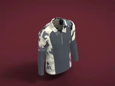 Military Outfit - T-shirt Low-poly 3D model 5